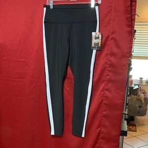 #062 Size medium NWT Avia Black Leggings with White Accents